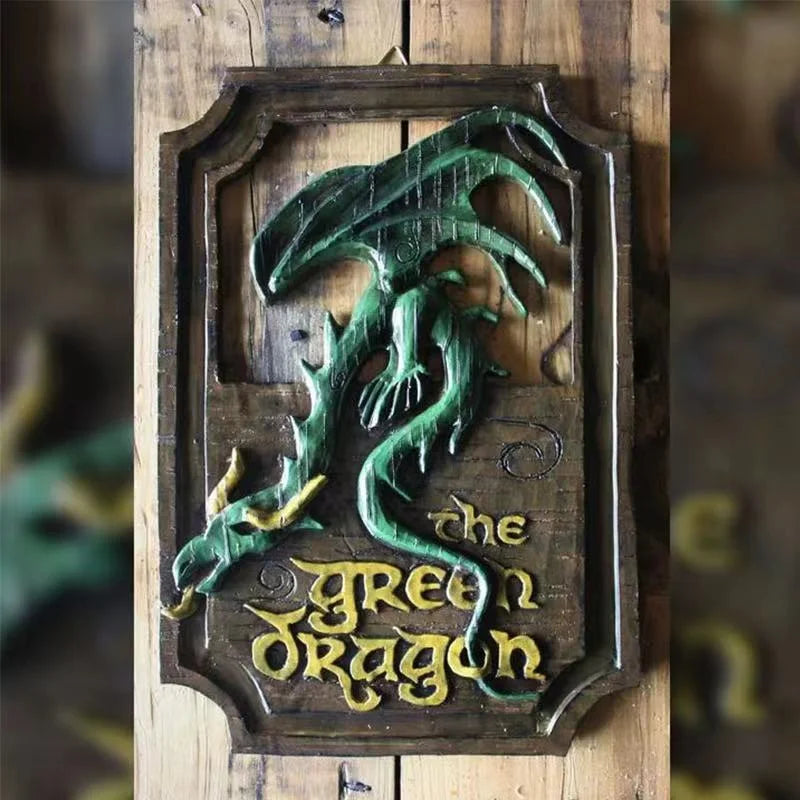 The Prancing Pony & The Green Dragon Pub Signs Set Handmade Bar Style -Lord of The Rings