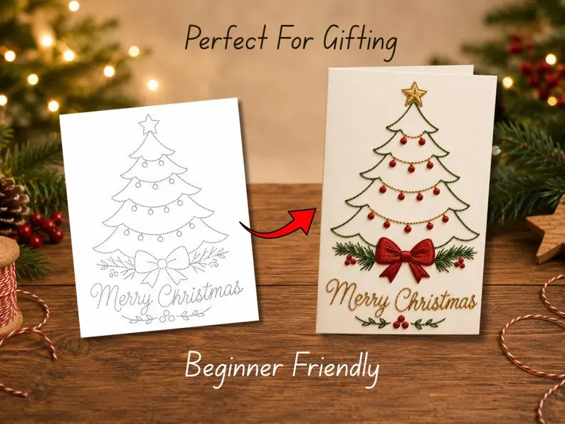 Stitch Christmas Cards Instantly! Beginner DIY Embroidery Kit