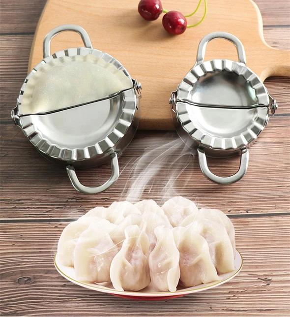 Shape Dumplings Instantly! No-Stick Stainless Mold & Dough Cutter