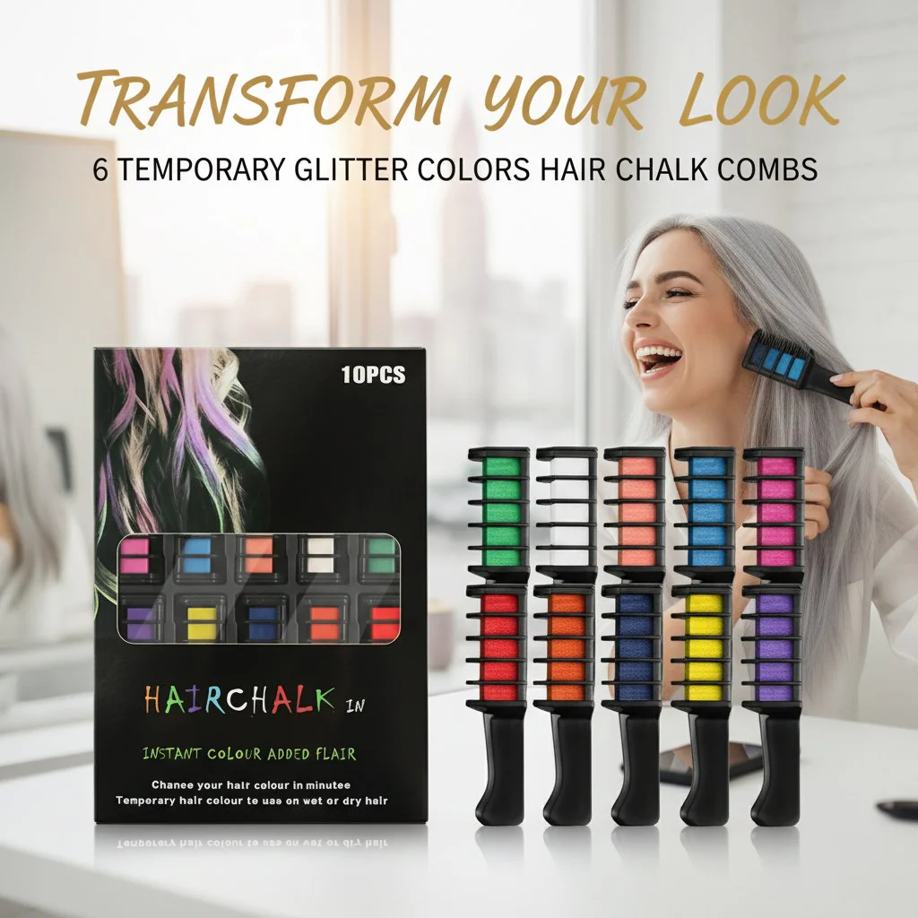 Color Hair Instantly! No-Stain 10-Piece Hair Chalk Set