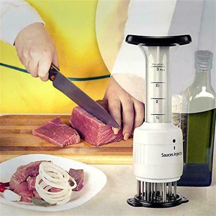 Flavor Meat Instantly! 3-Needle Stainless Steel Marinade Injector