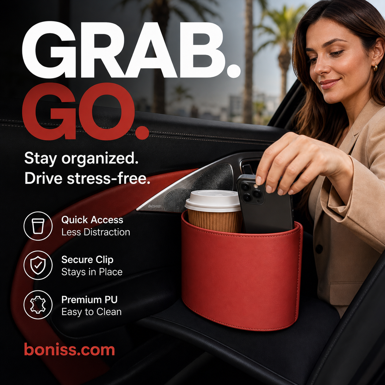 🥳2026 HOT SALE🥳💞50K+ SOLD!🚗🧺 53% OFF! Leather Car Door Cup Holder – Wide‑mouth opening, easy reach for drinks & phone. Clip‑on secure fit. PU leather, tough & stylish. 🛡️✨