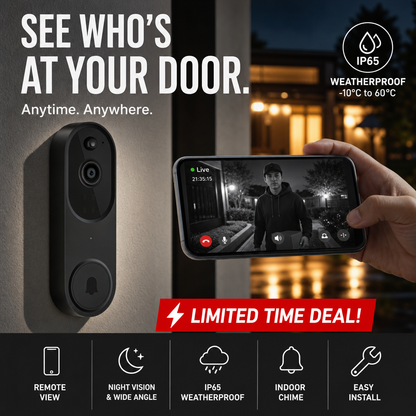 Monitor Your Door Instantly! 1080P AI Human Detection Video Doorbell