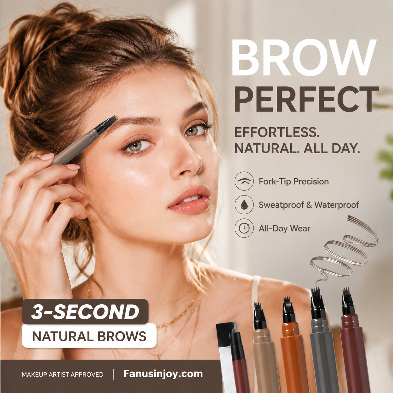 4-Tip Waterproof Brow & Beard Pen – Hair-Like Precision