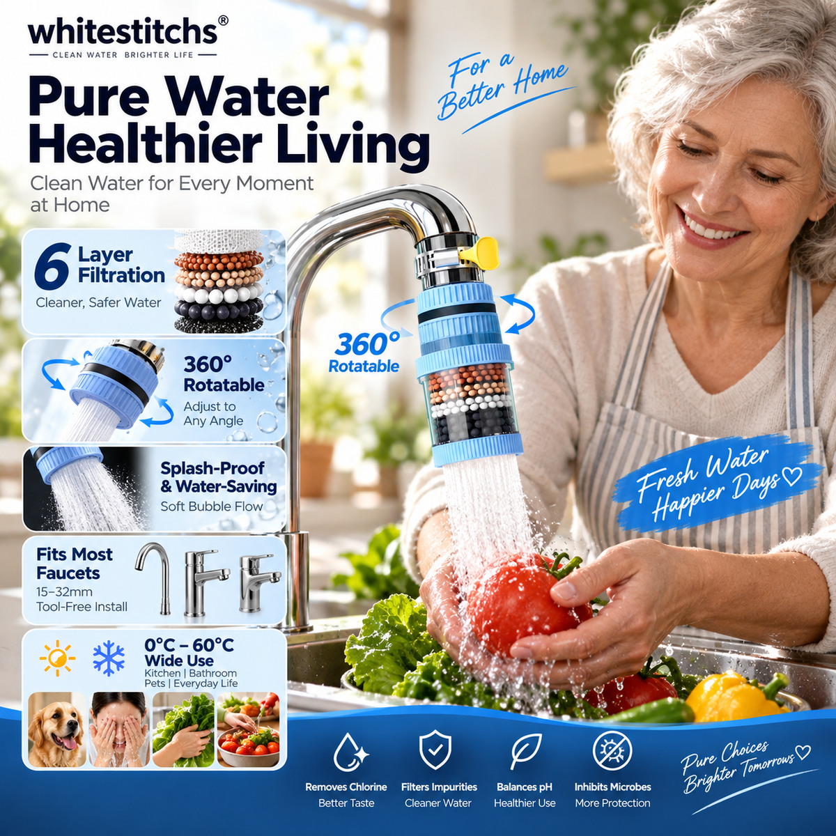 Purify Tap Water Instantly! No-Tool Multi-Layer Faucet Filter