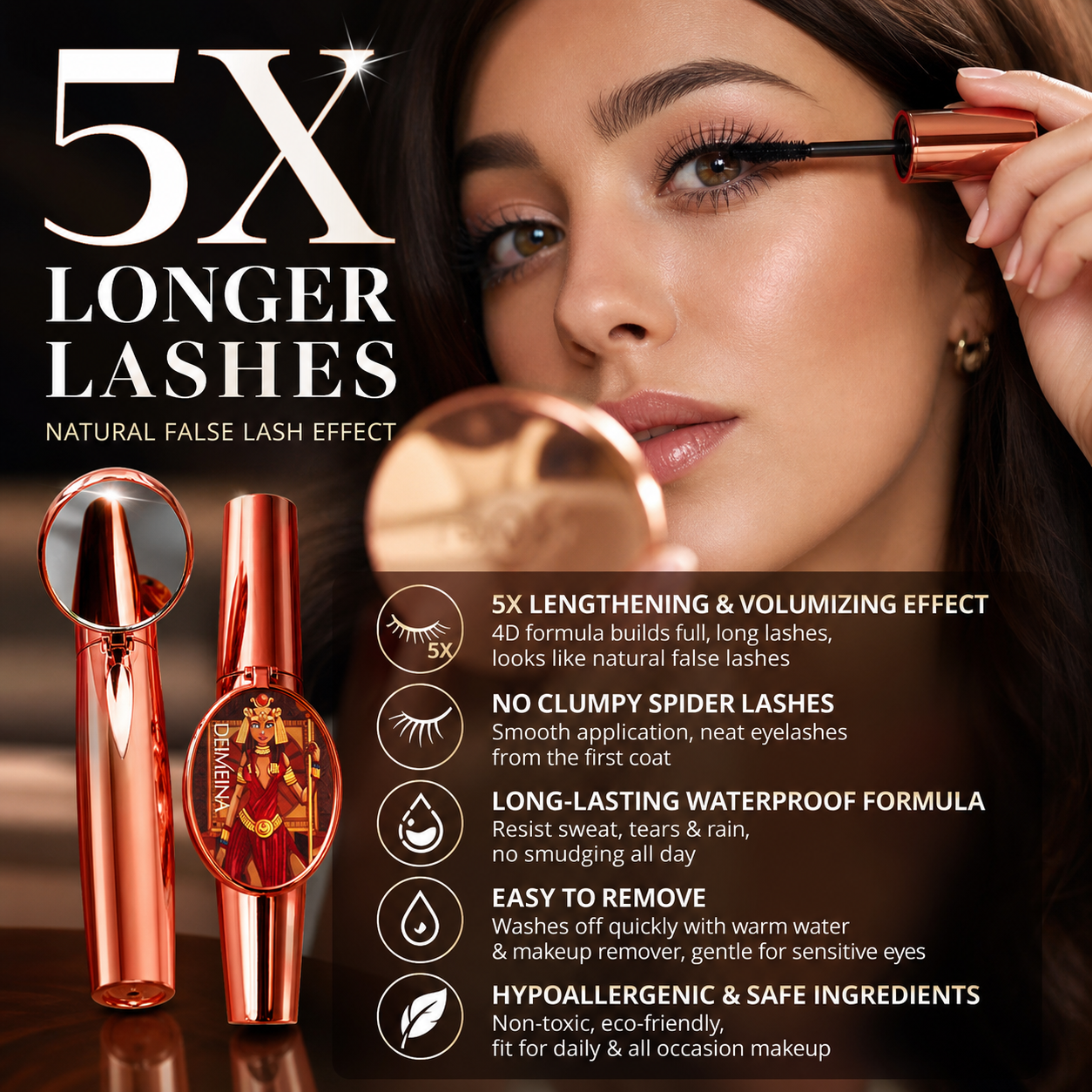 4D Lengthening & Volumizing Waterproof Mascara – Smudge-Proof & Natural Look