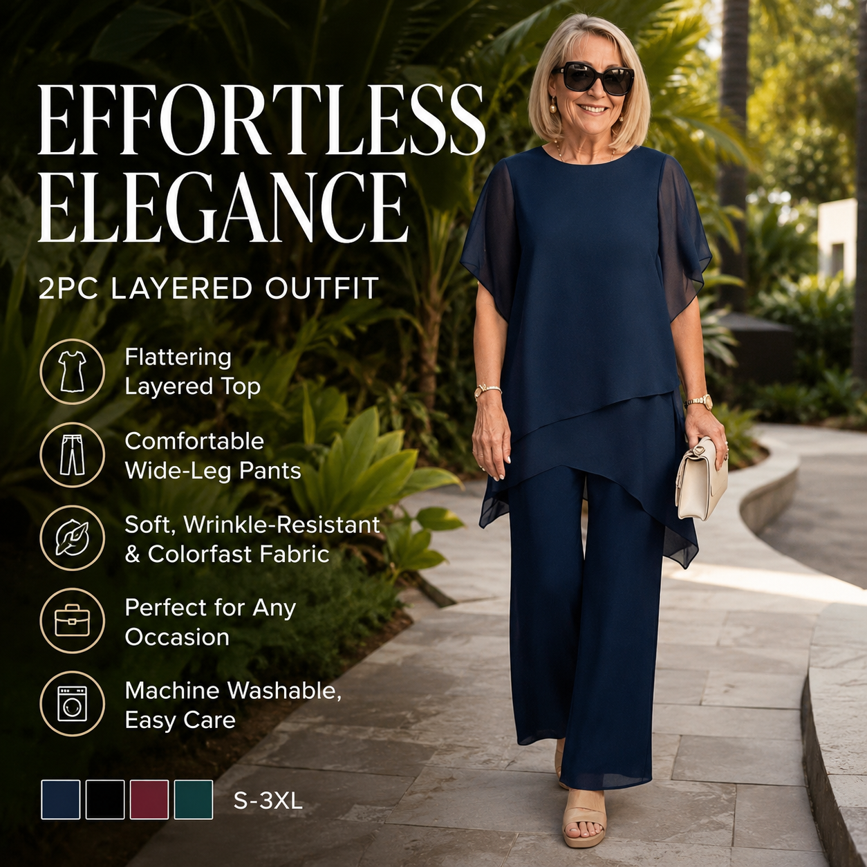 Charming Irregular Top & Wide Leg Pants Set
