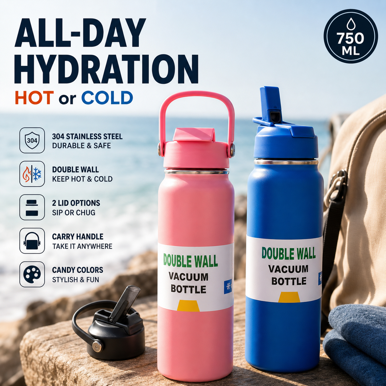Double-Wall Vacuum Bottle – Leak-Proof & Wide Mouth Design