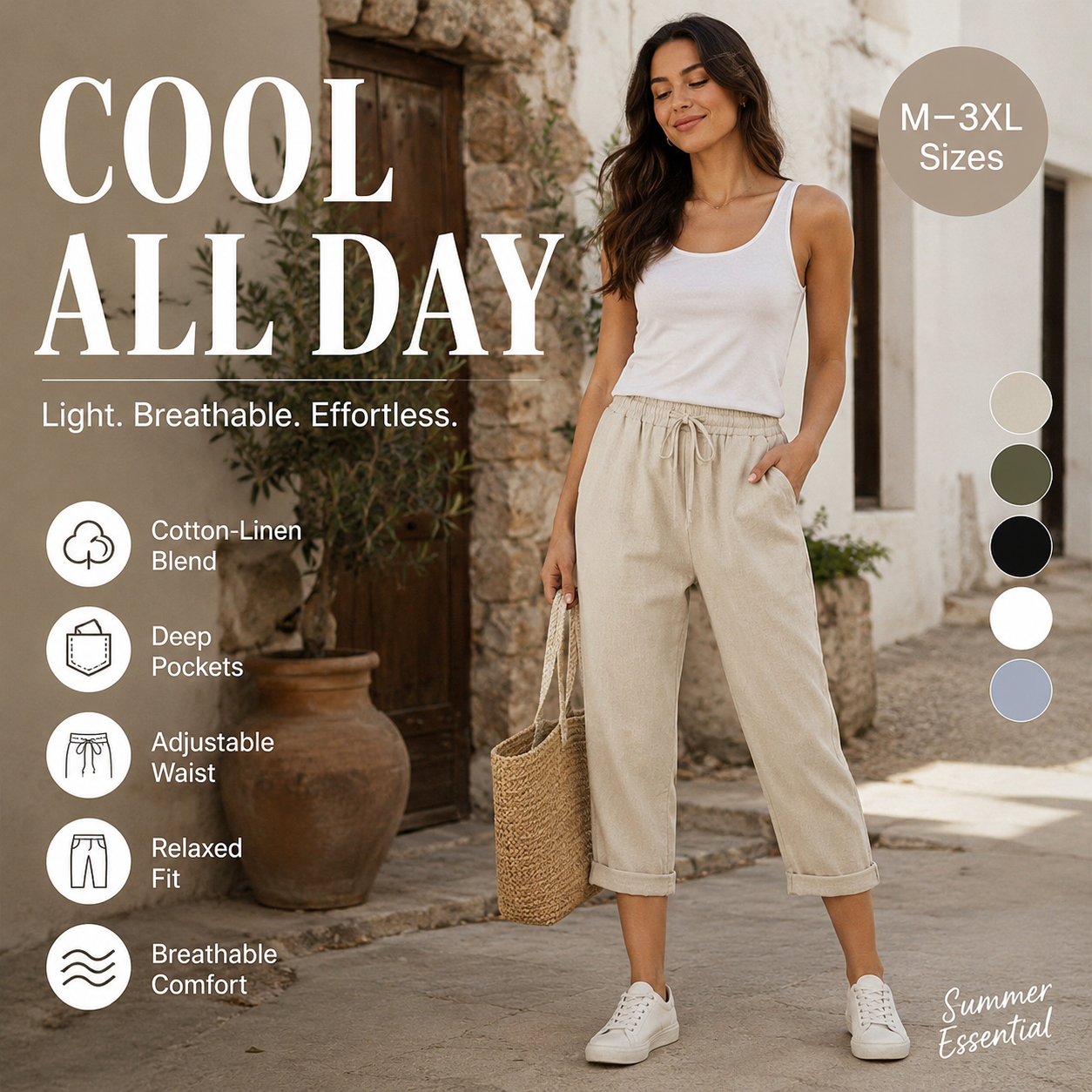 ⏳Time-Limited Special⏰Women's Casual Cotton Linen Capris