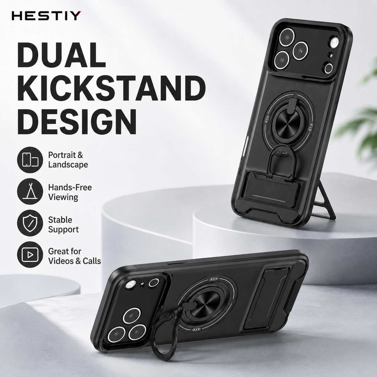 Protect Privacy Instantly! 360° Ring Stand Magnetic Phone Case