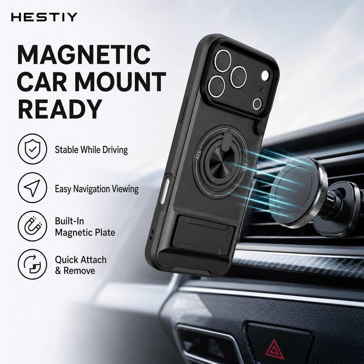 Protect Privacy Instantly! 360° Ring Stand Magnetic Phone Case