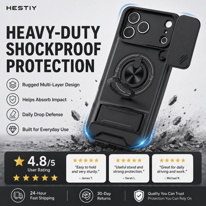 Protect Privacy Instantly! 360° Ring Stand Magnetic Phone Case