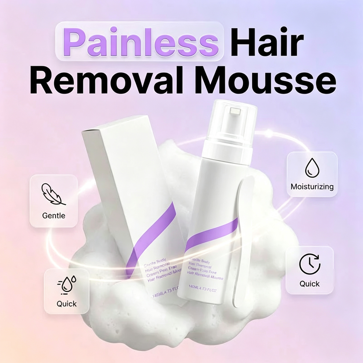 ❤️Pain‑Free Bikini Hair Removal Cream, Hypoallergenic for Sensitive Skin, Aloe Hyaluronic Acid Citrus Scent, Men & Women