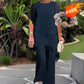 Charming Irregular Top & Wide Leg Pants Set