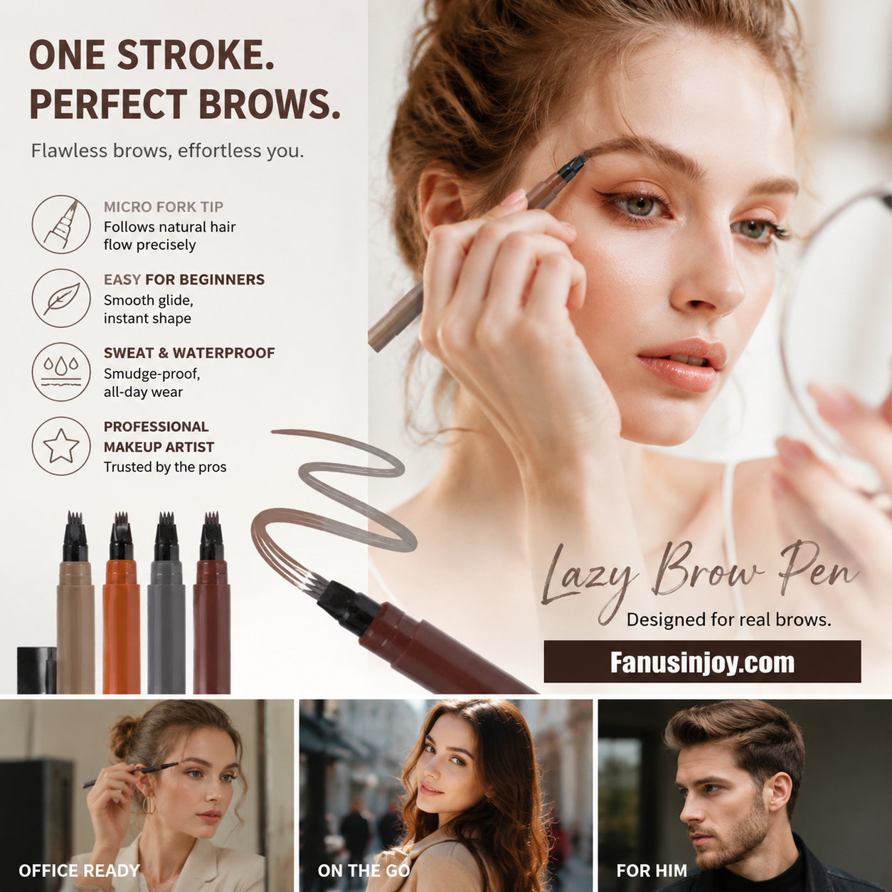 4-Tip Waterproof Brow & Beard Pen – Hair-Like Precision