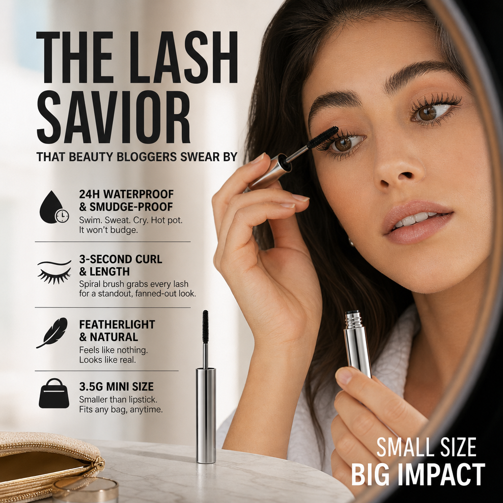 360° Spiral Brush Mascara – Smudge-Proof & Lash-Lifting Volume