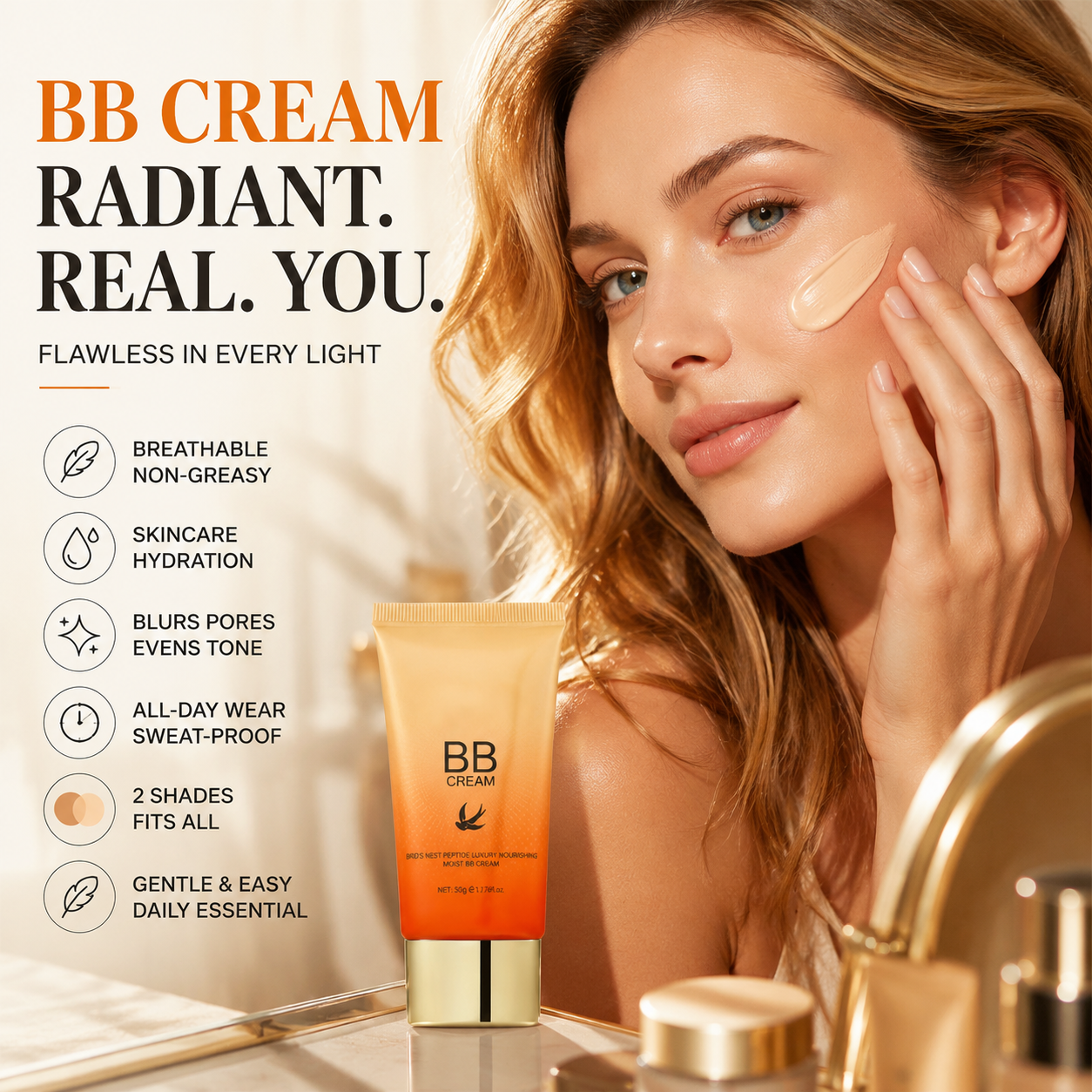🏆 Buy 1 get 1 Free !!  🎁 🧡Hydrating BB Cream for a Flawless, Natural Finish