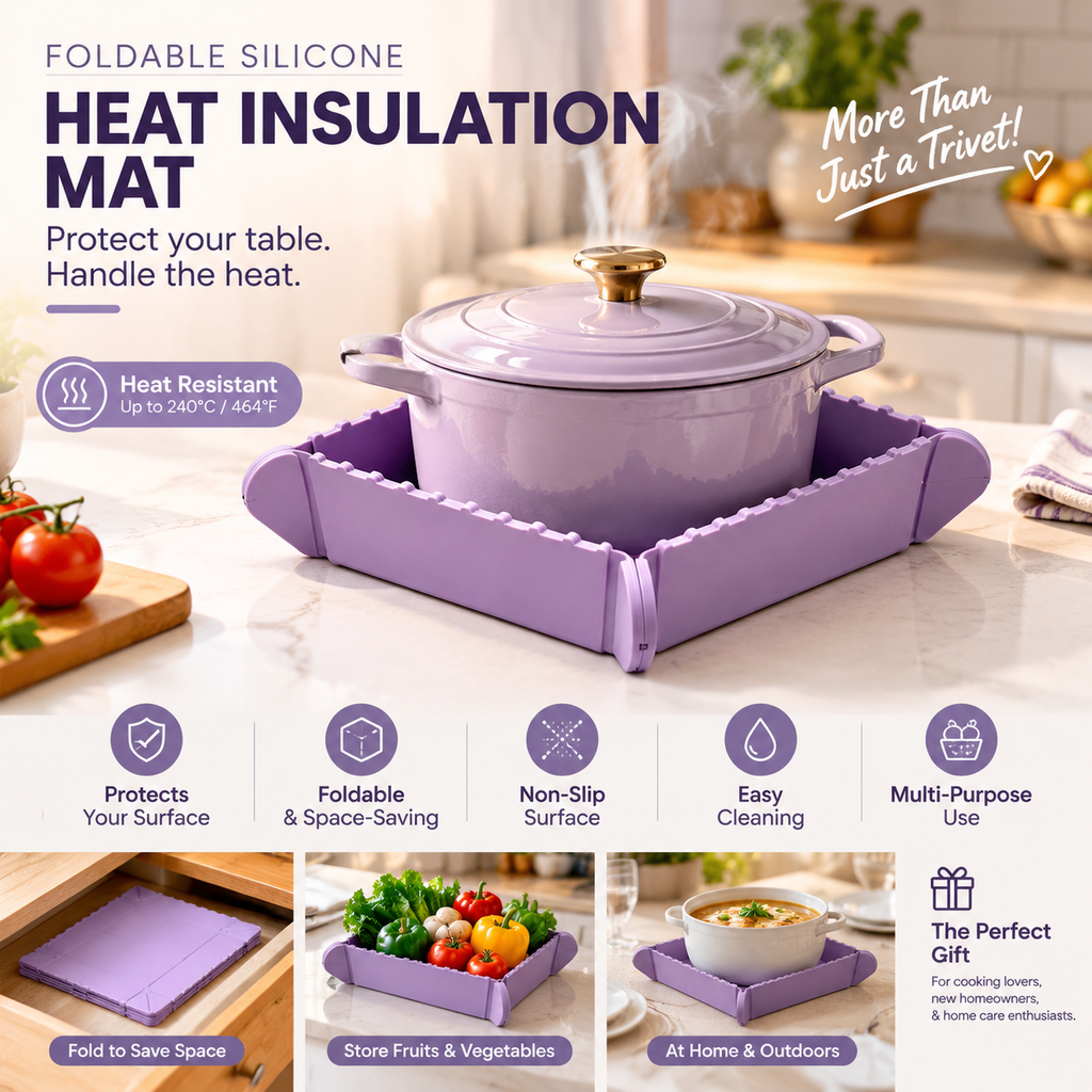 Protect Counters Instantly! Magnetic Foldable Silicone Trivet