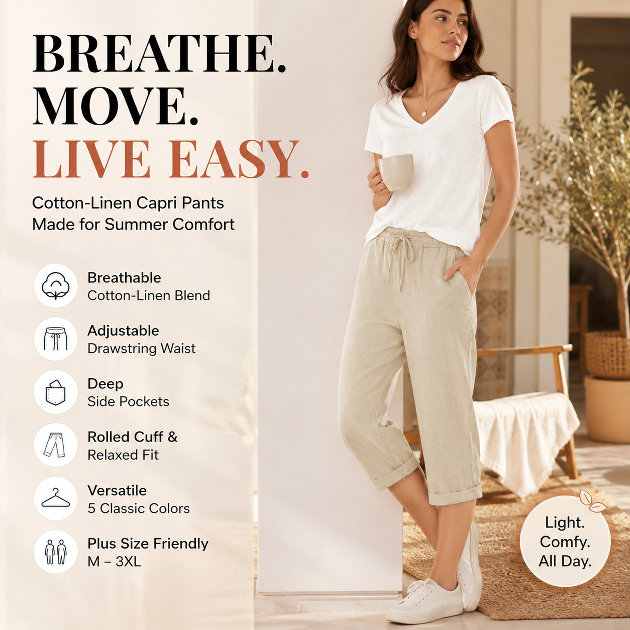 ⏳Time-Limited Special⏰Women's Casual Cotton Linen Capris