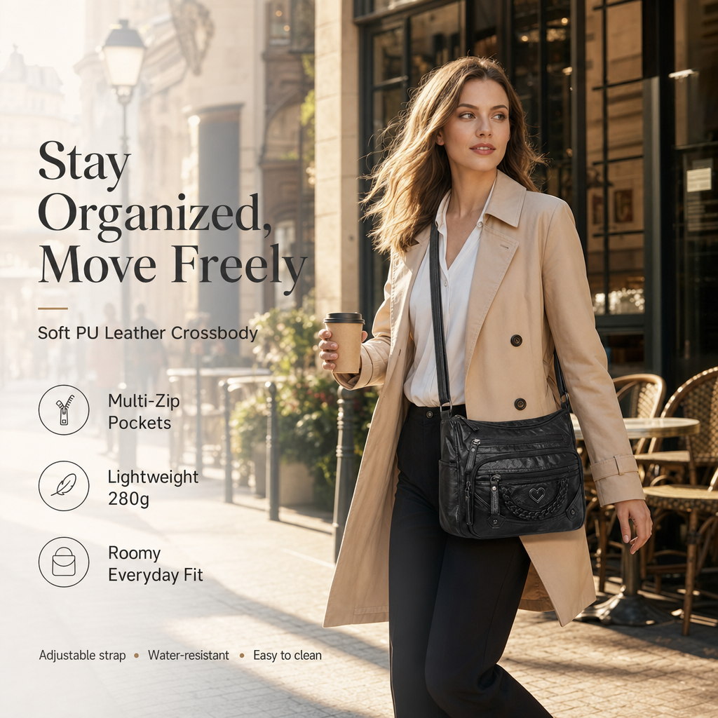 💐50% OFF! 🔥🎁Women's Soft PU Crossbody Bag – Multiple Pockets for Perfect Organization 👜🔑【Limited Offer】