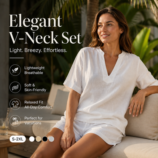 V-Neck Summer Set – Relaxed, Breathable & Vacation Ready