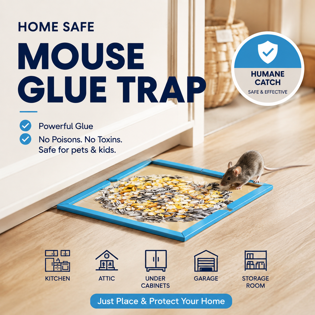 Catch Mice Instantly! Heavy-Duty Disposable Mouse Glue Traps