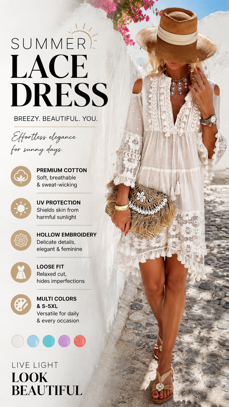 👗Women's Loose Cotton Linen Embroidered Dress🌸