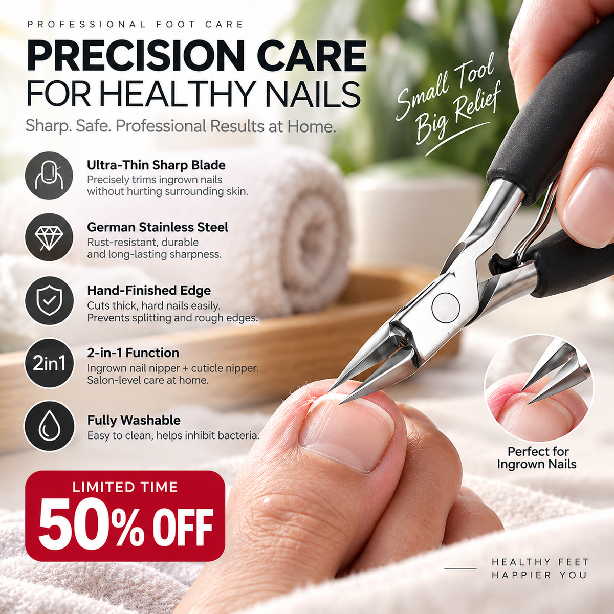 Trim Ingrown Toenails Instantly! German Steel Precision Nail Nipper