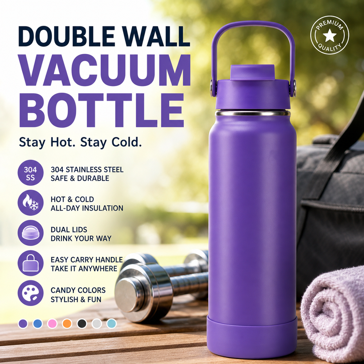 Double-Wall Vacuum Bottle – Leak-Proof & Wide Mouth Design