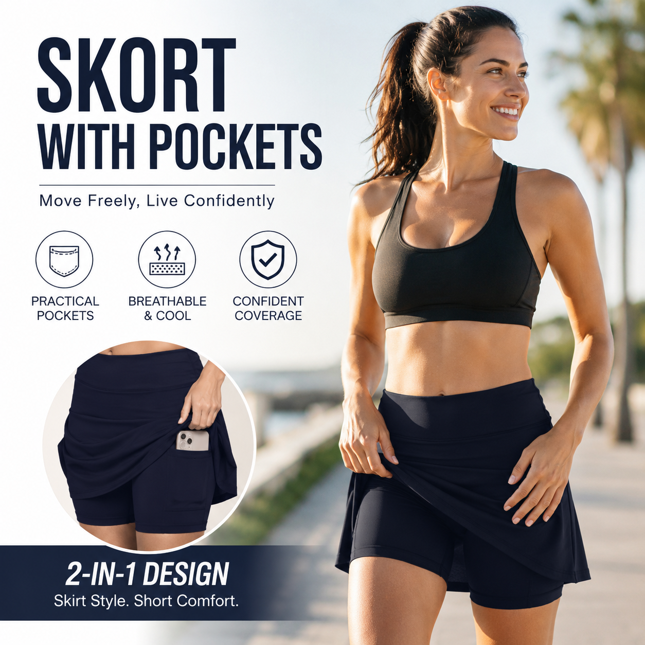 🌟50% OFF – 🎁Anti-Chafing Active Skort – Super soft and comfortable🔥