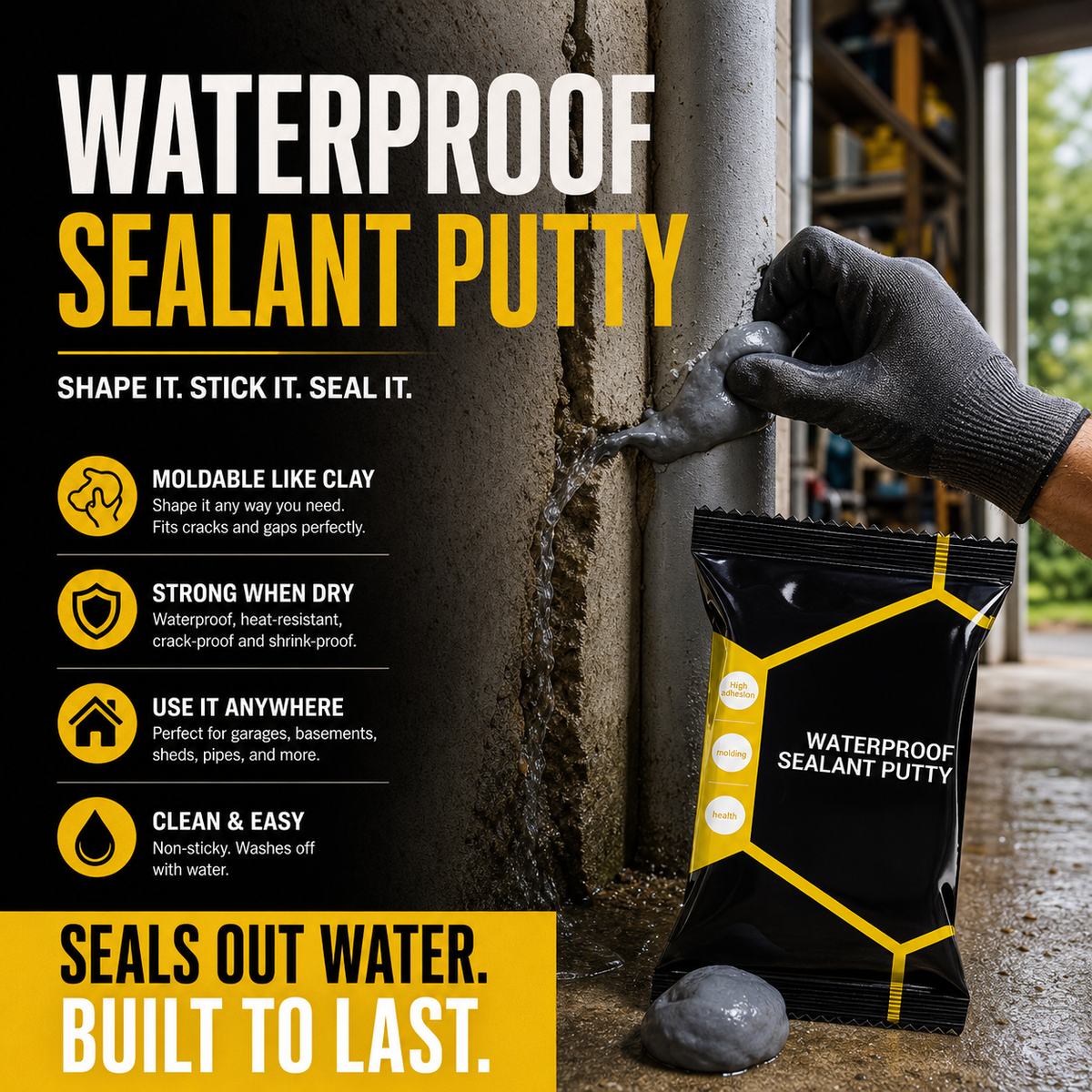 Seal Leaks & Cracks Instantly! Waterproof Moldable Repair Putty