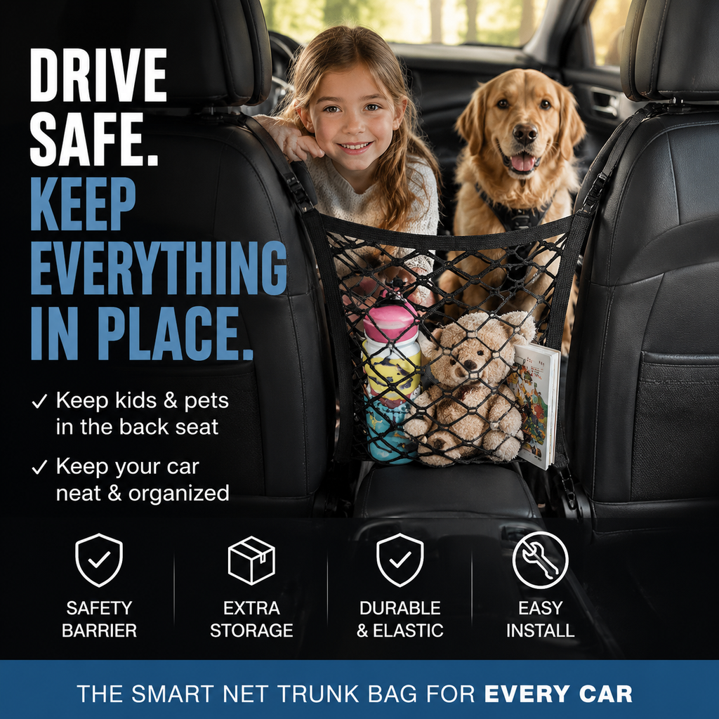 Keep Kids & Pets Back Instantly! Car Mesh Barrier Organizer