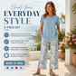 🎁2026 New Arrivals 50% OFF💥Women's 2-Piece Set – Layered Asymmetrical Tunic Top & Printed Wide Leg Pants, Breathable Polyester✨