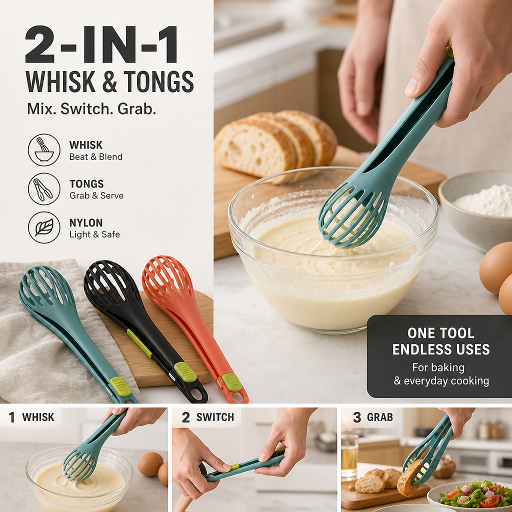 Mix & Grab Instantly! No-Switch Kitchen Tong
