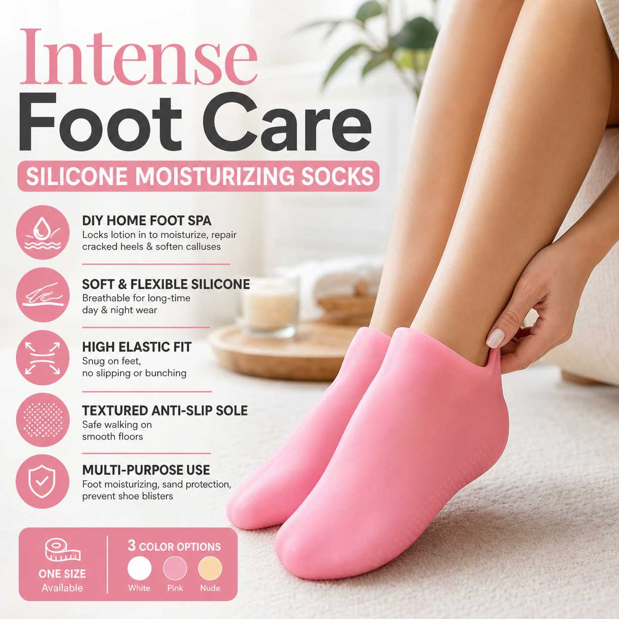 Only $8.9 BOGO！While Supplies Last📢Silicone Moisturizing Heel Socks – Anti-Slip & Cracked Skin Repair