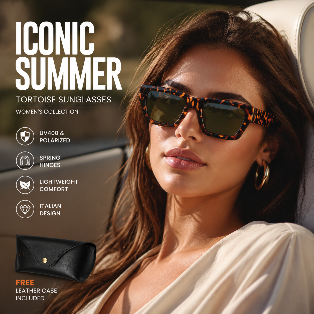 Italian-Design Polarized Sunglasses – UV 400 & Spring Hinges