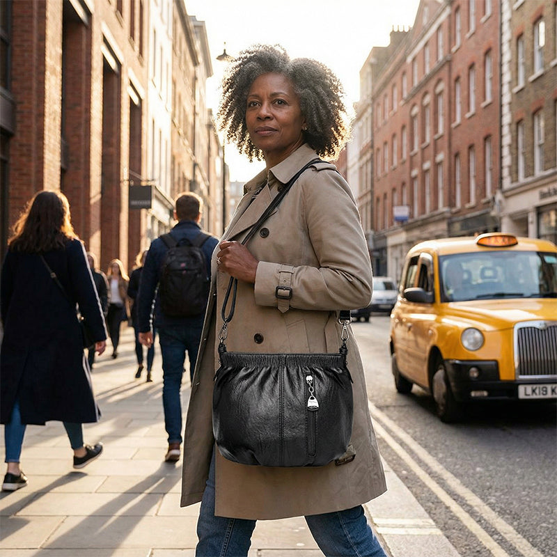 🔥Casual Pleated Bucket Soft Leather Handbag Shoulder Bag