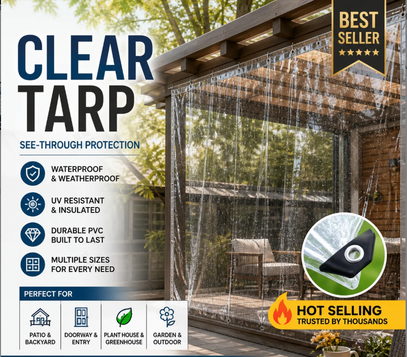 Shield Any Space Instantly! No-Dark Heavy Duty Clear Tarp