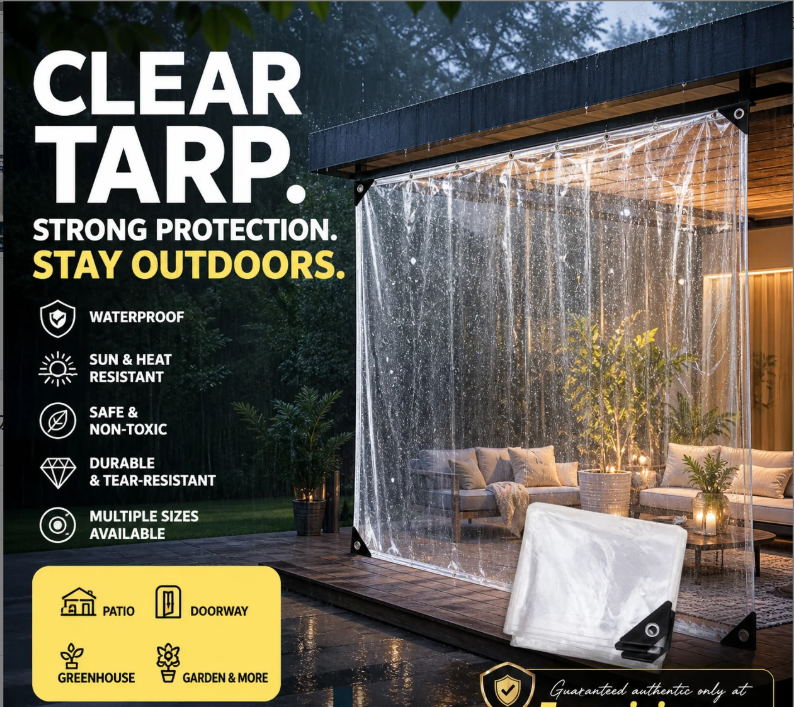 Shield Any Space Instantly! No-Dark Heavy Duty Clear Tarp
