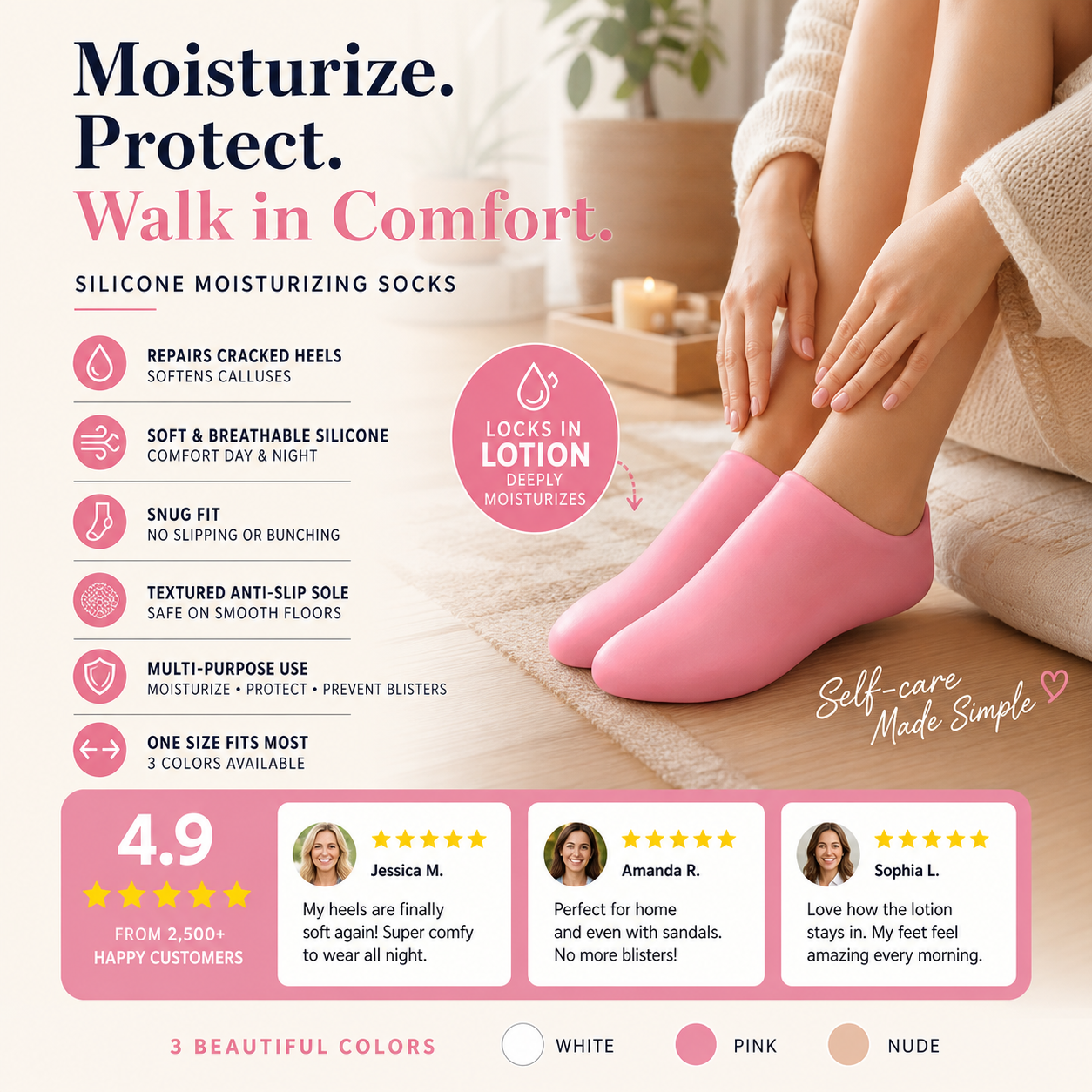 Only $8.9 BOGO！While Supplies Last📢Silicone Moisturizing Heel Socks – Anti-Slip & Cracked Skin Repair