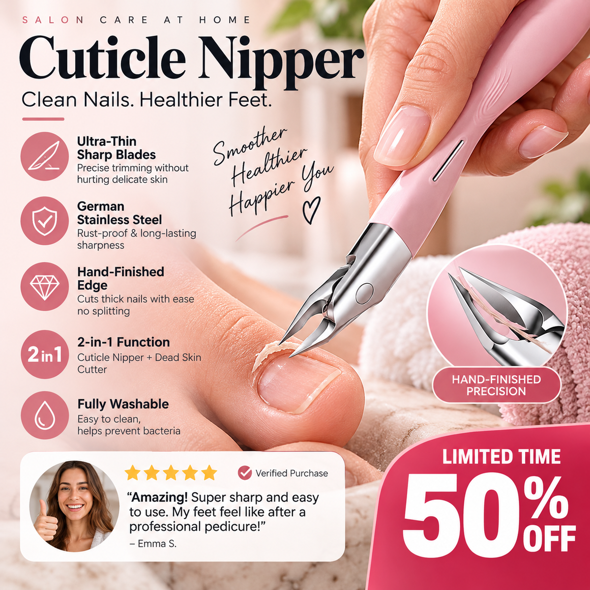 Trim Ingrown Toenails Instantly! German Steel Precision Nail Nipper