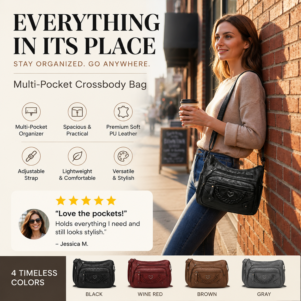 💐50% OFF! 🔥🎁Women's Soft PU Crossbody Bag – Multiple Pockets for Perfect Organization 👜🔑【Limited Offer】