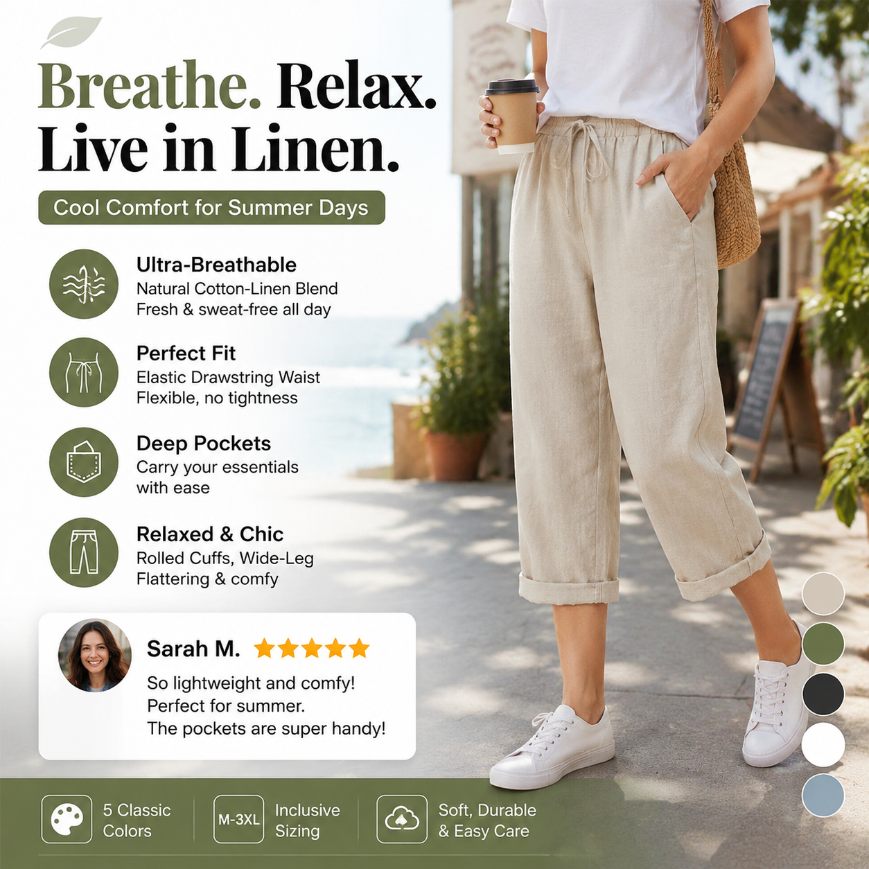 ⏳Time-Limited Special⏰Women's Casual Cotton Linen Capris