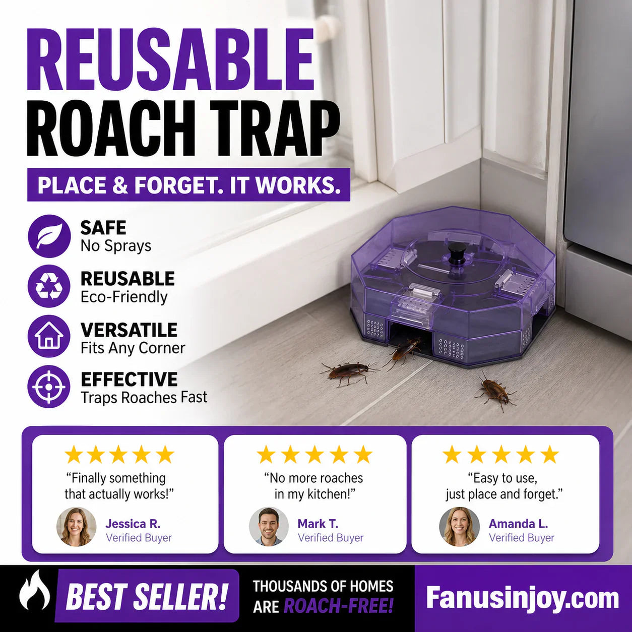 Reusable Roach Trap – One-Way Doors & Safe Capture