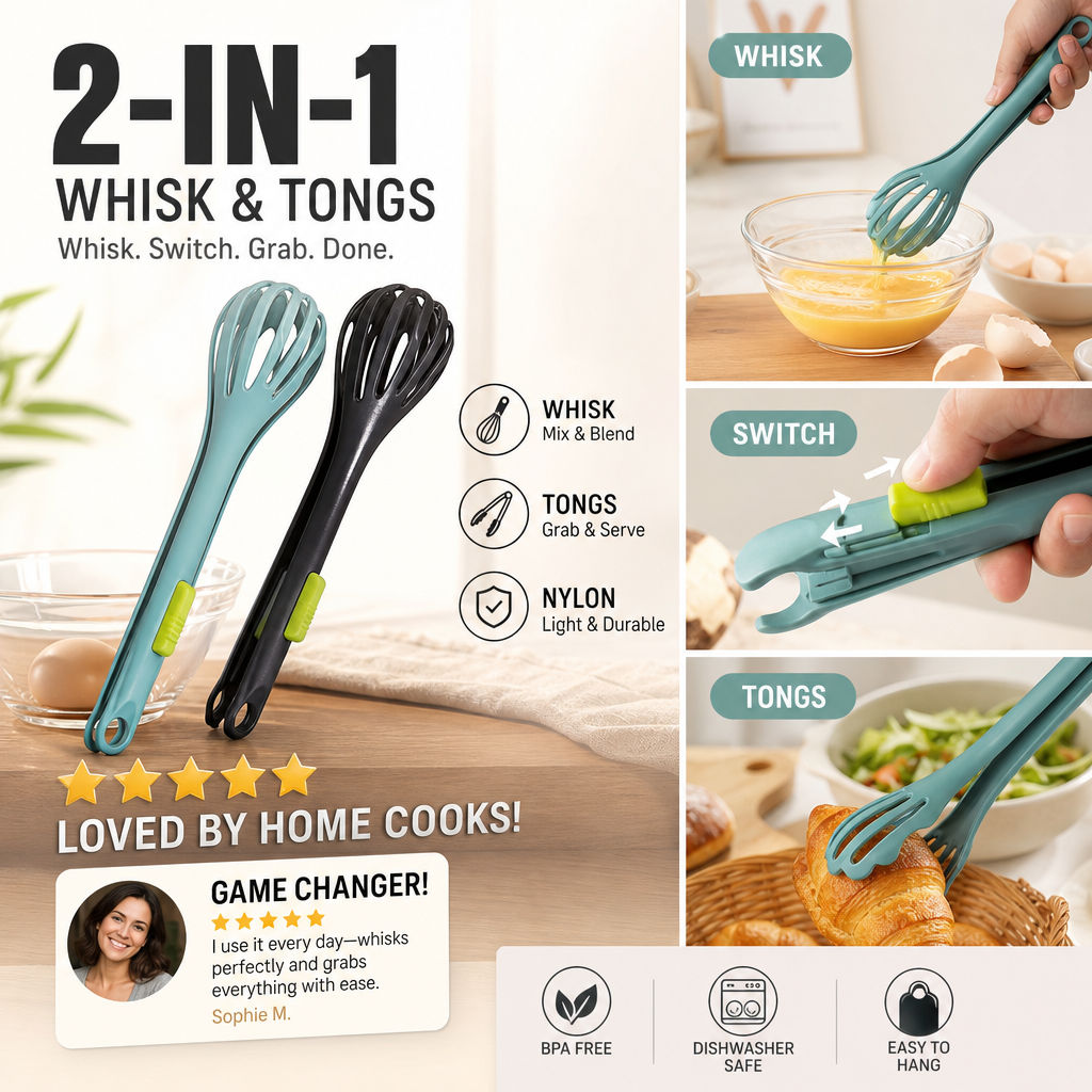 Mix & Grab Instantly! No-Switch Kitchen Tong