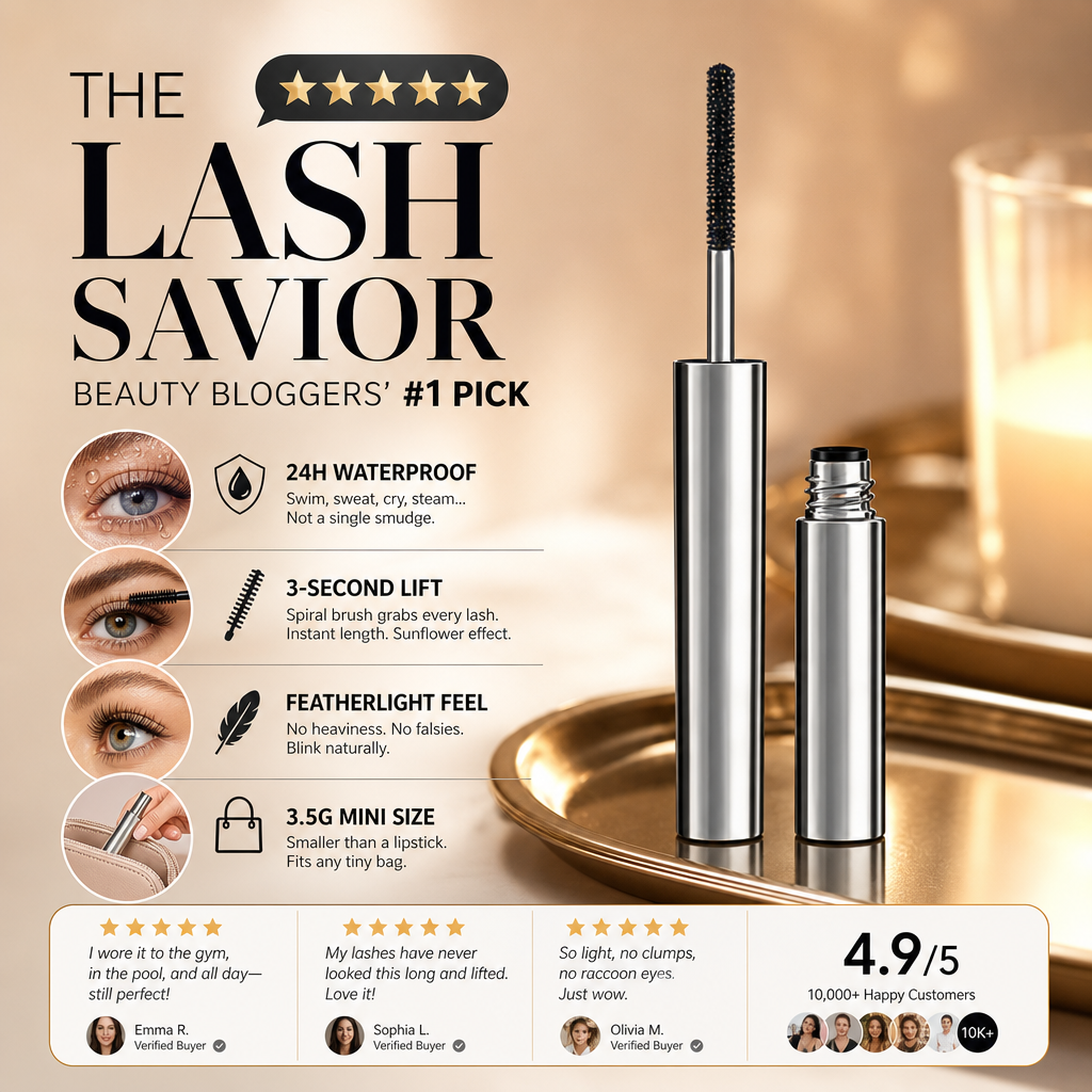 360° Spiral Brush Mascara – Smudge-Proof & Lash-Lifting Volume