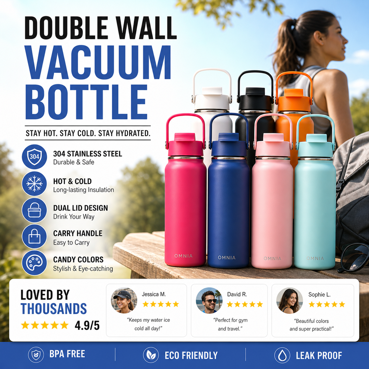 Double-Wall Vacuum Bottle – Leak-Proof & Wide Mouth Design