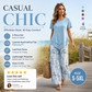 🎁2026 New Arrivals 50% OFF💥Women's 2-Piece Set – Layered Asymmetrical Tunic Top & Printed Wide Leg Pants, Breathable Polyester✨