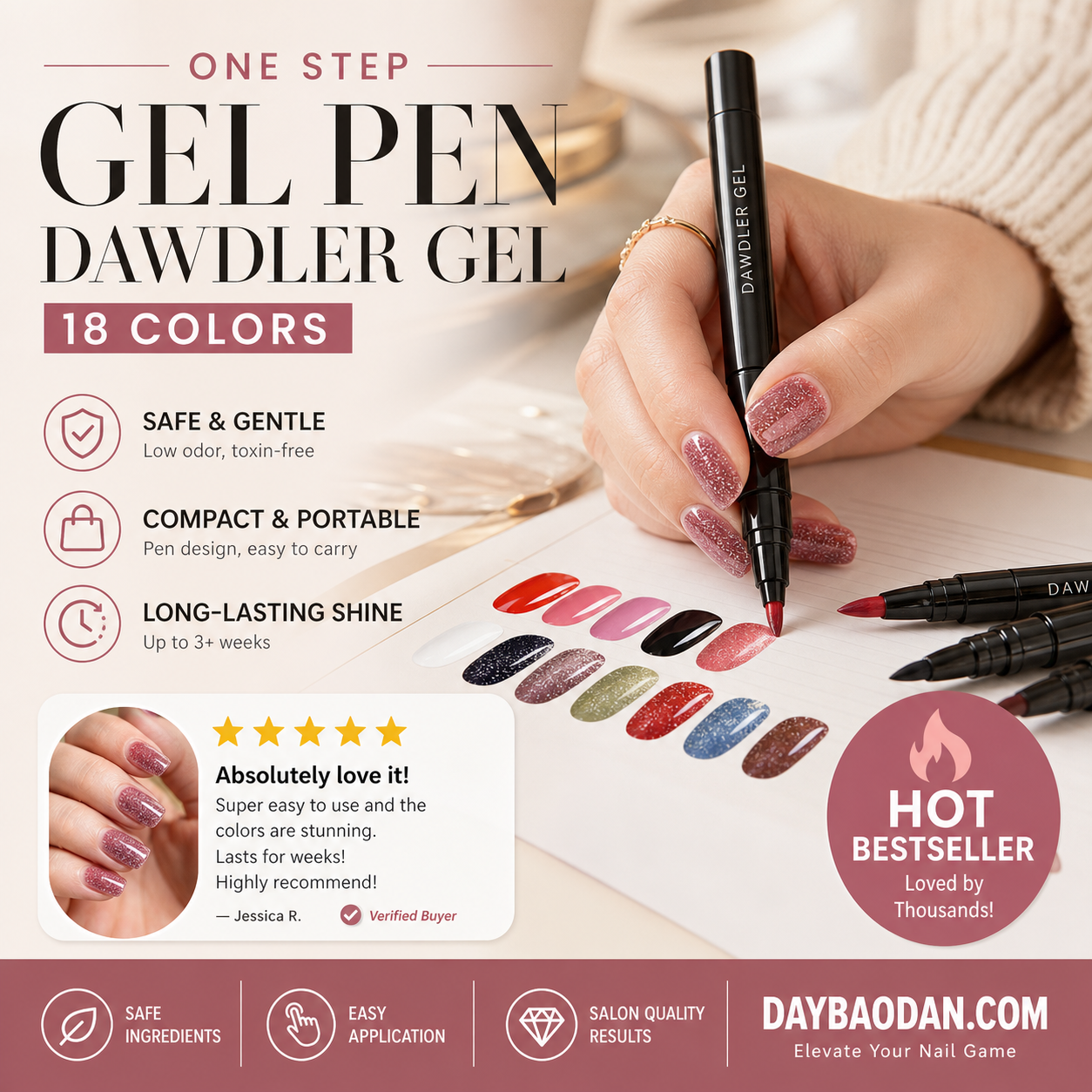 💅 Limited Time Buy 1 Get 1 Free 3-in-1 Gel Nail Pen Kit – Easy One-Step & 18 Colors