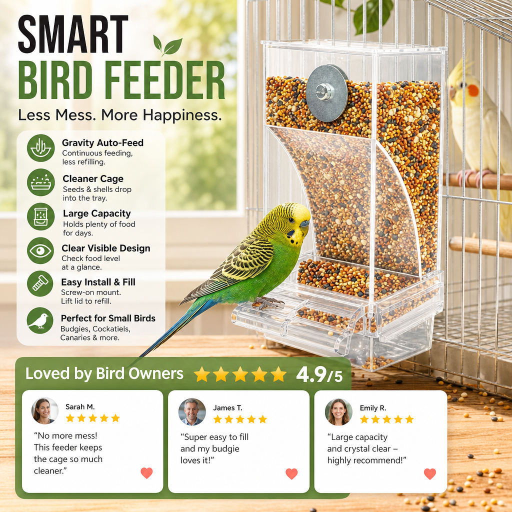 Keep Cages Clean Instantly! No-Mess Automatic Bird Feeder